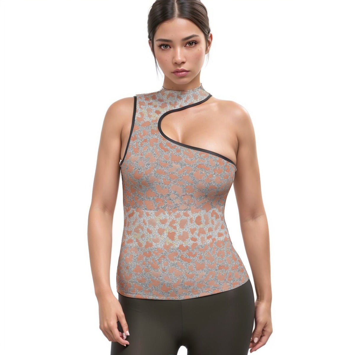 All-Over Print Women's Halter Sleeveless Asymmetrical Tank Top