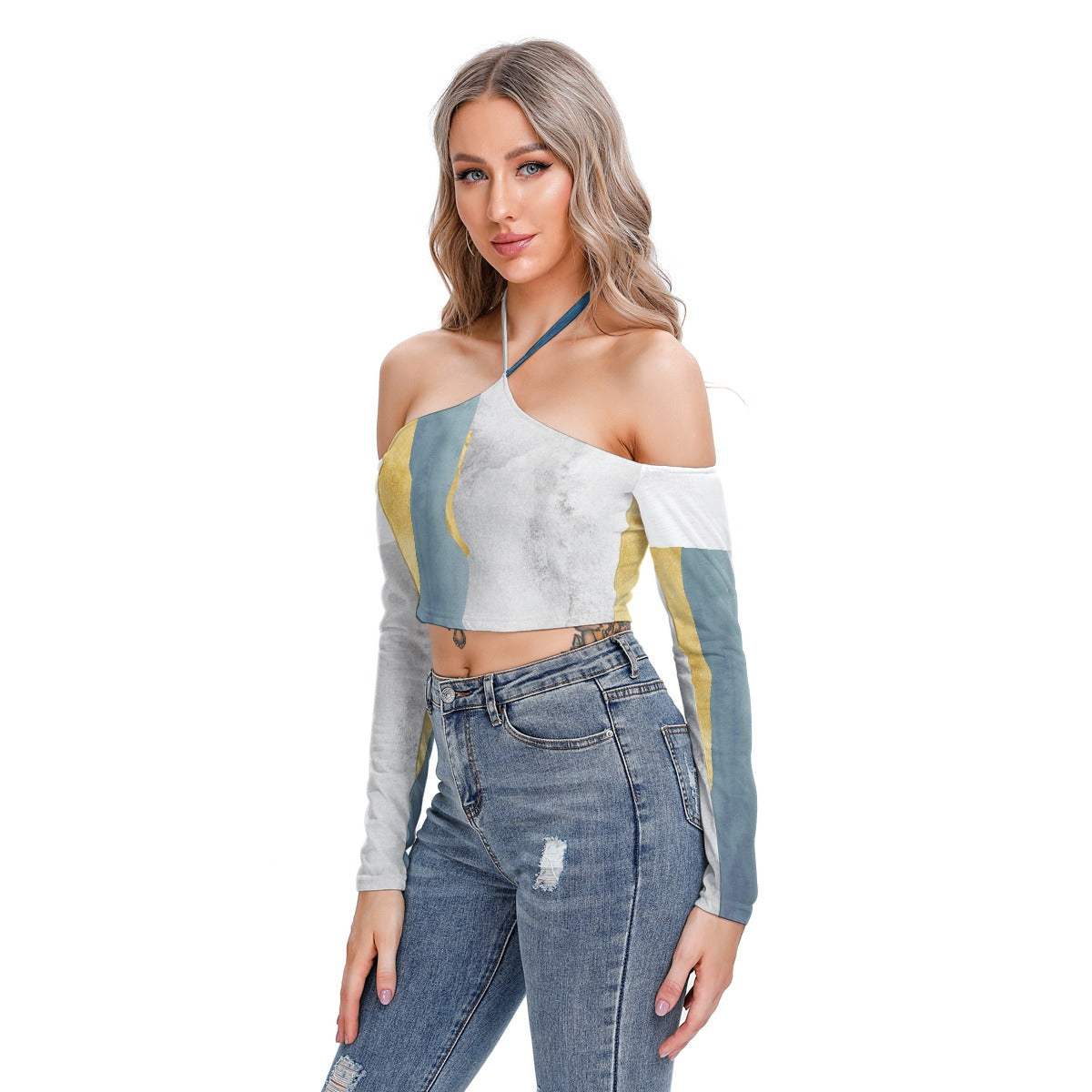 All-Over Print Women's Halter Lace-up Top