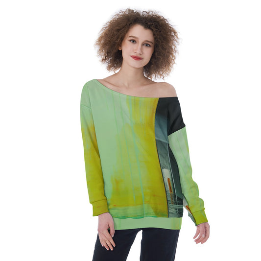 All-Over Print Oversized Women's Off-Shoulder Sweatshirt