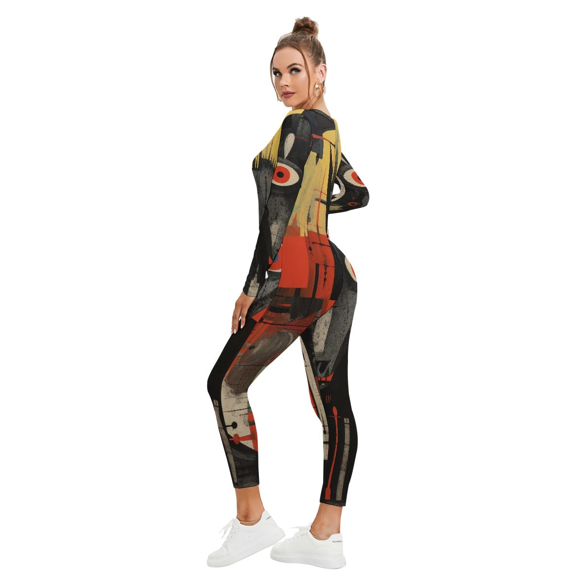 All-Over Print Women's Plunging Neck Jumpsuit