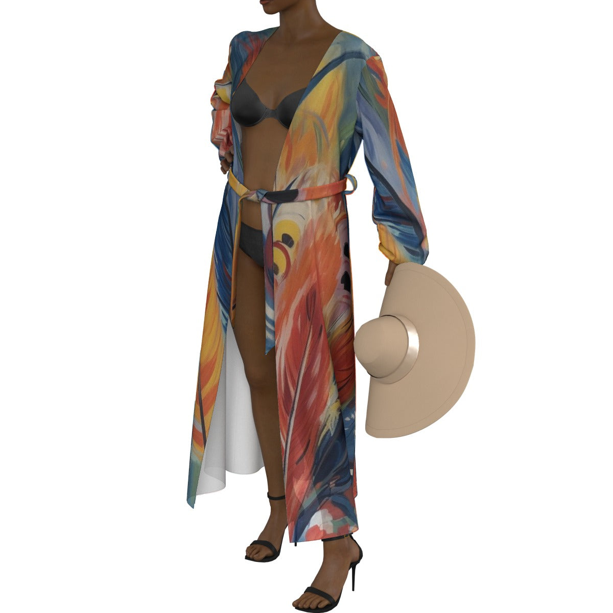 All-Over Print Women's Lace-up Chiffon Robe