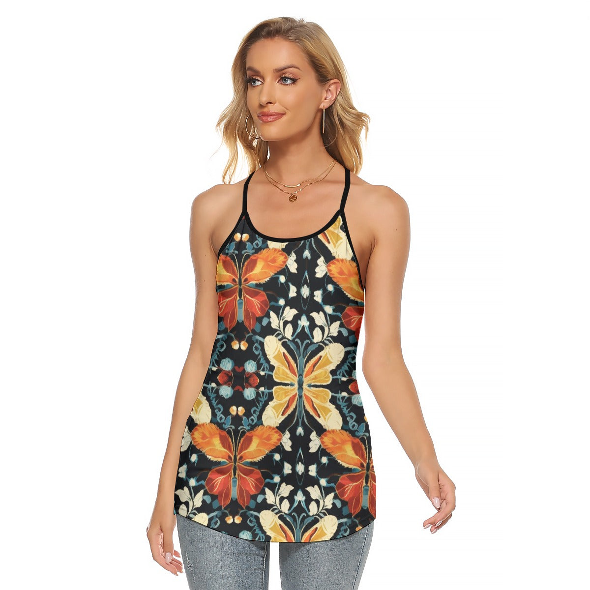 All-Over Print Women's Criss-Cross Open Back Tank Top