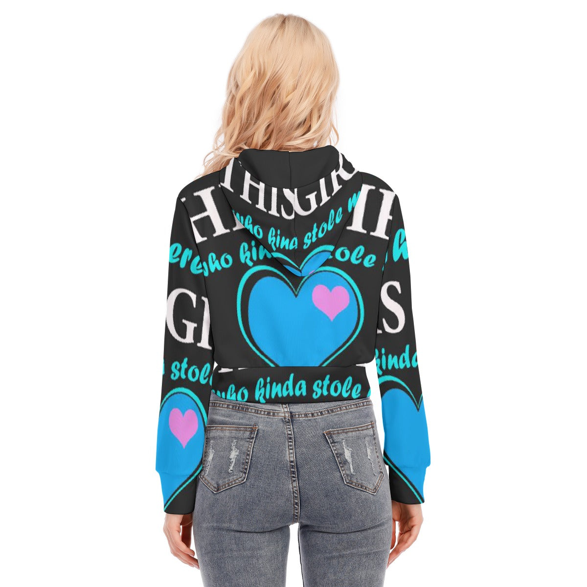 All-Over Print Women's Crop Top Hoodie With Zipper Closure