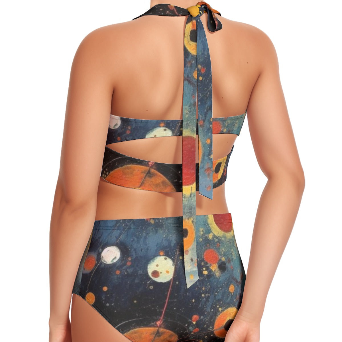 All-Over Print Women's Swimsuit Set With Halter