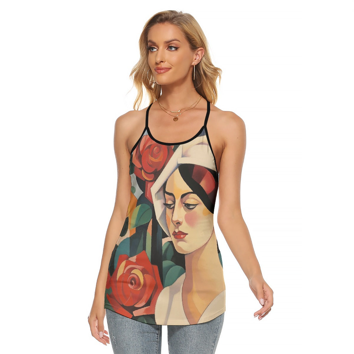 All-Over Print Women's Criss-Cross Open Back Tank Top