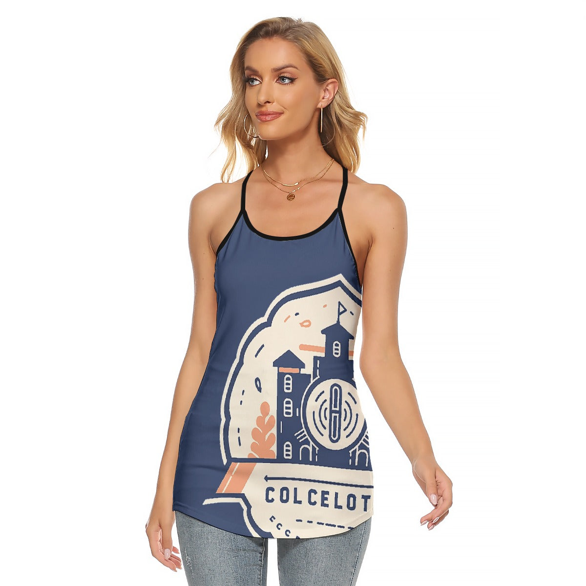 All-Over Print Women's Criss-Cross Open Back Tank Top
