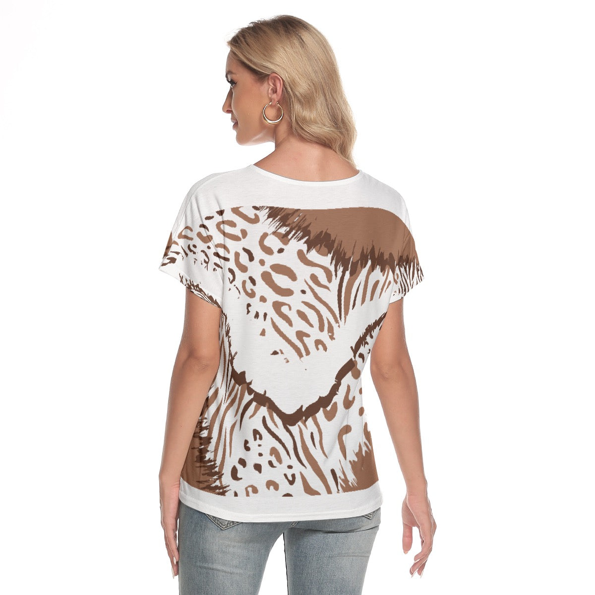 All-Over Print Women's Loose V-neck Short Sleeve T-shirt