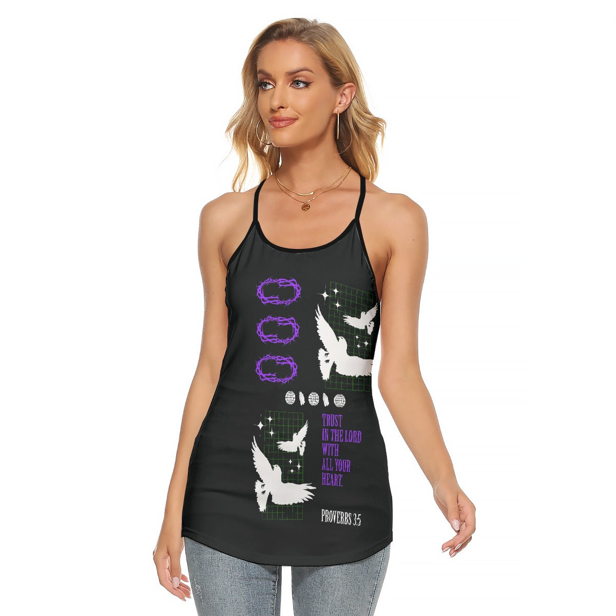 All-Over Print Women's Criss-Cross Open Back Tank Top