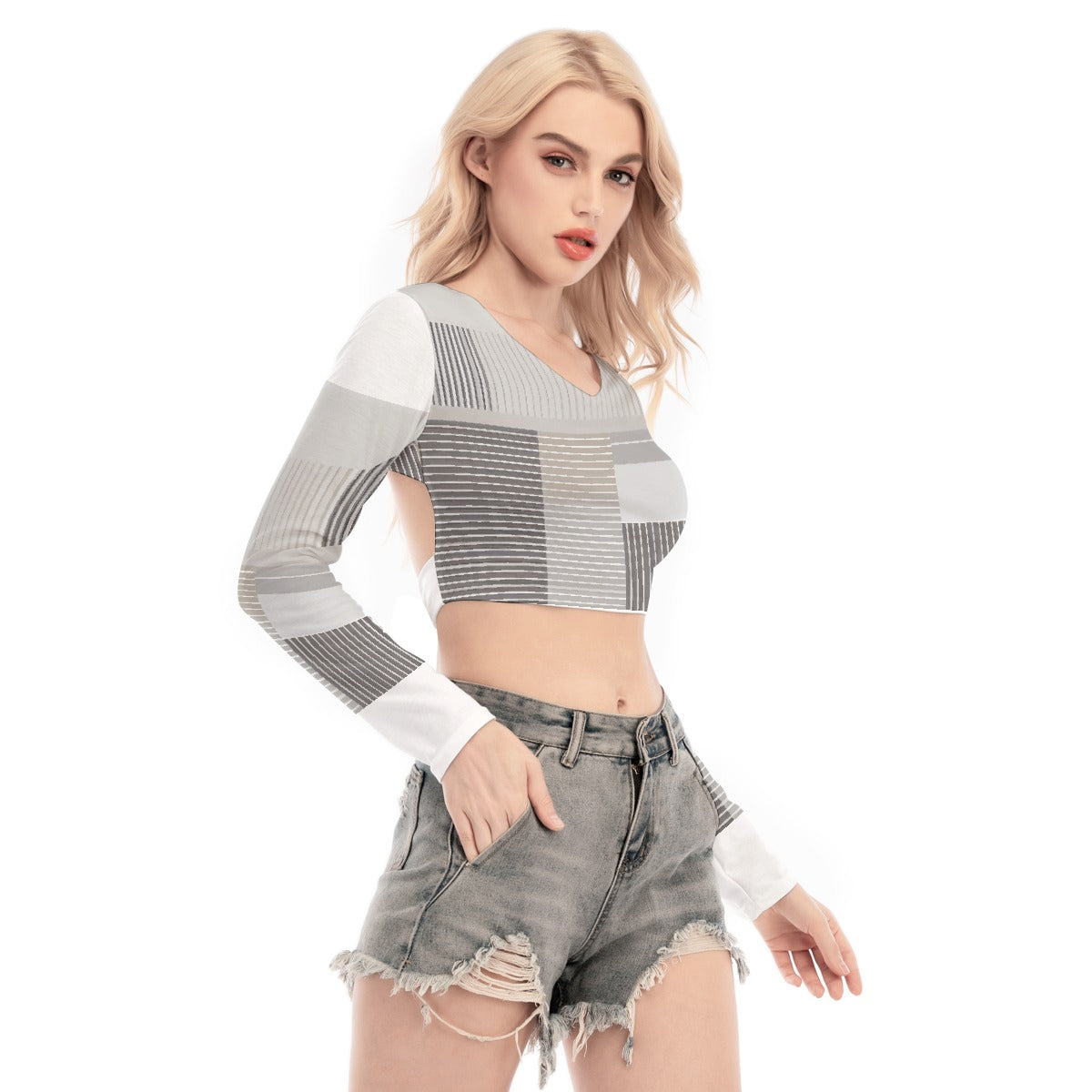 All-Over Print Women's Back Hollow T-shirt With Strap