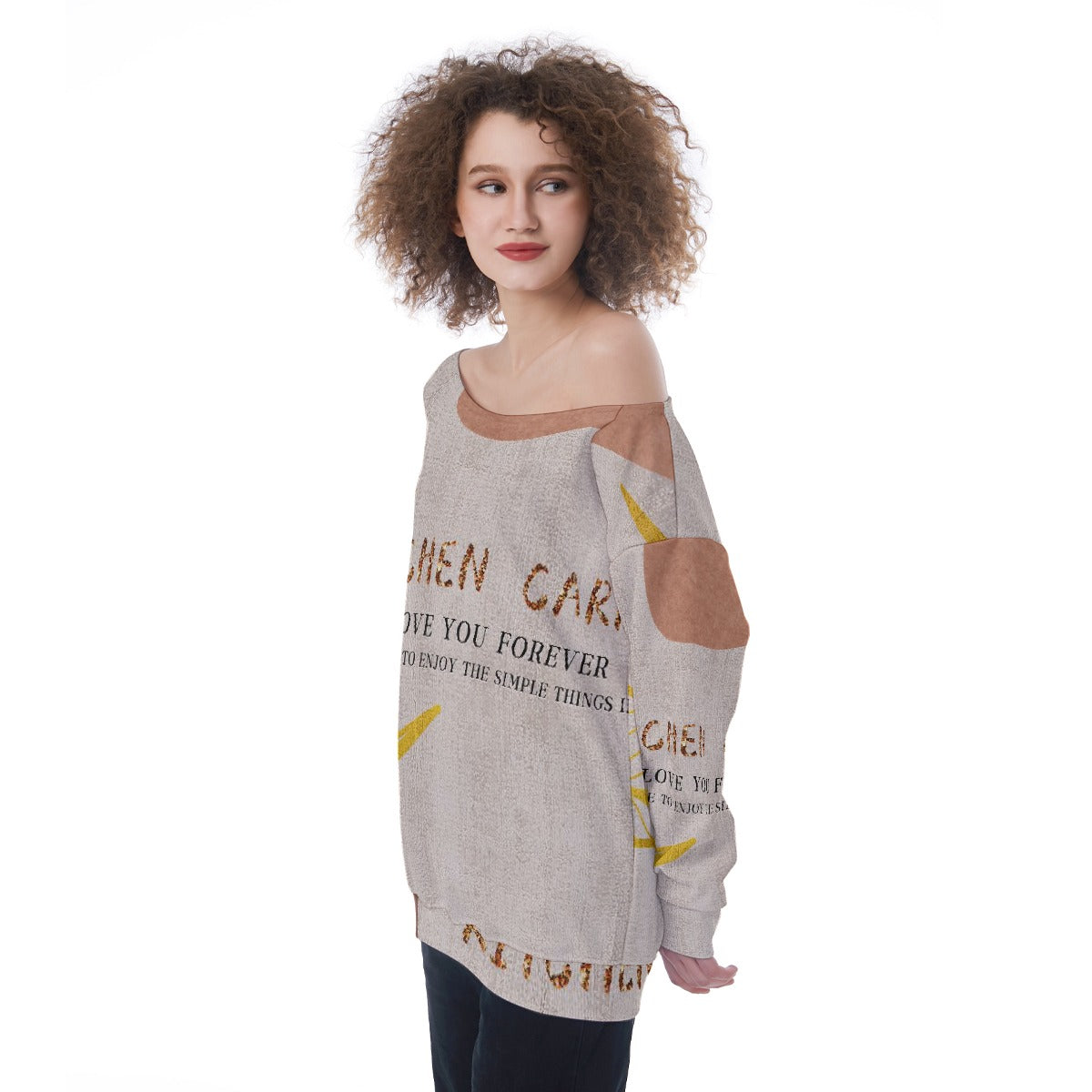 All-Over Print Oversized Women's Off-Shoulder Sweatshirt