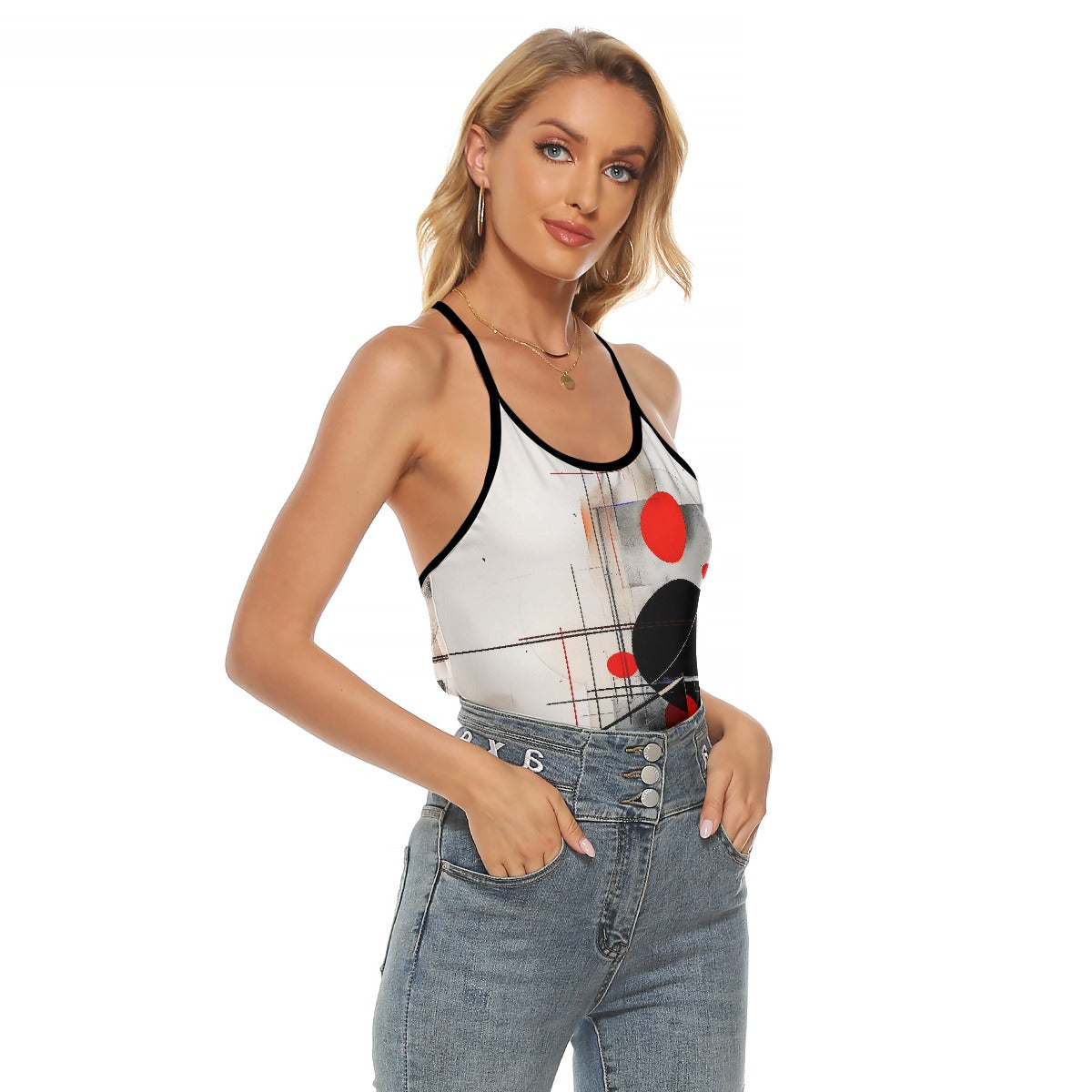 All-Over Print Women's Criss-Cross Open Back Tank Top