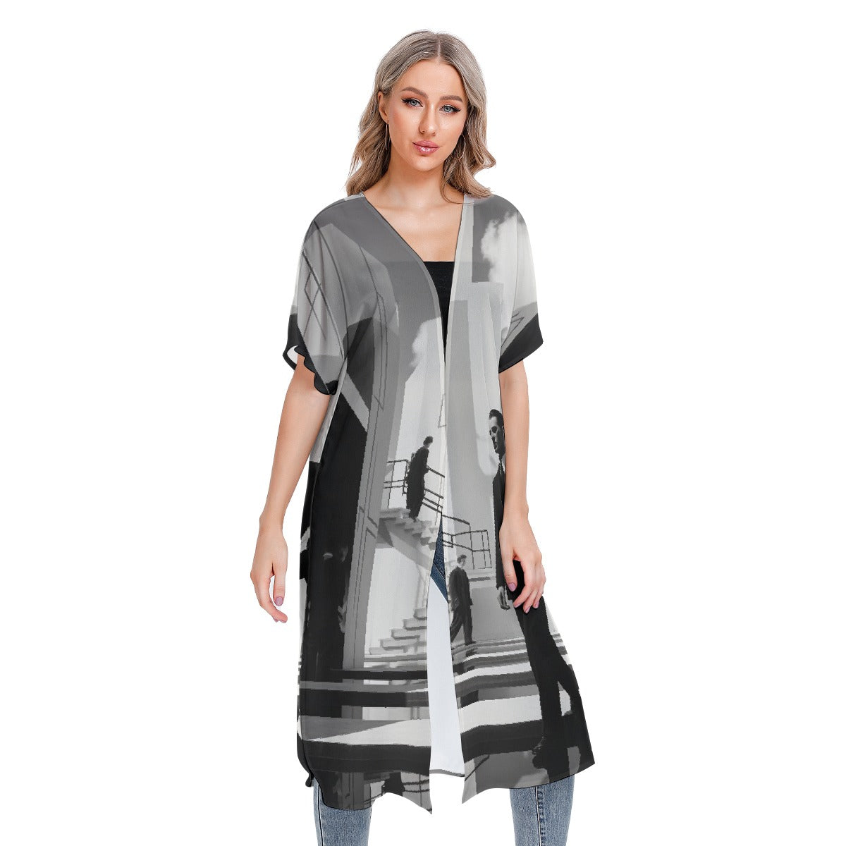 All-Over Print Women's Short Sleeve Cardigan