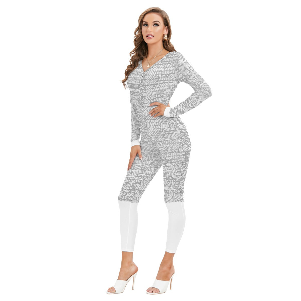 All-Over Print Women's Plunging Neck Jumpsuit