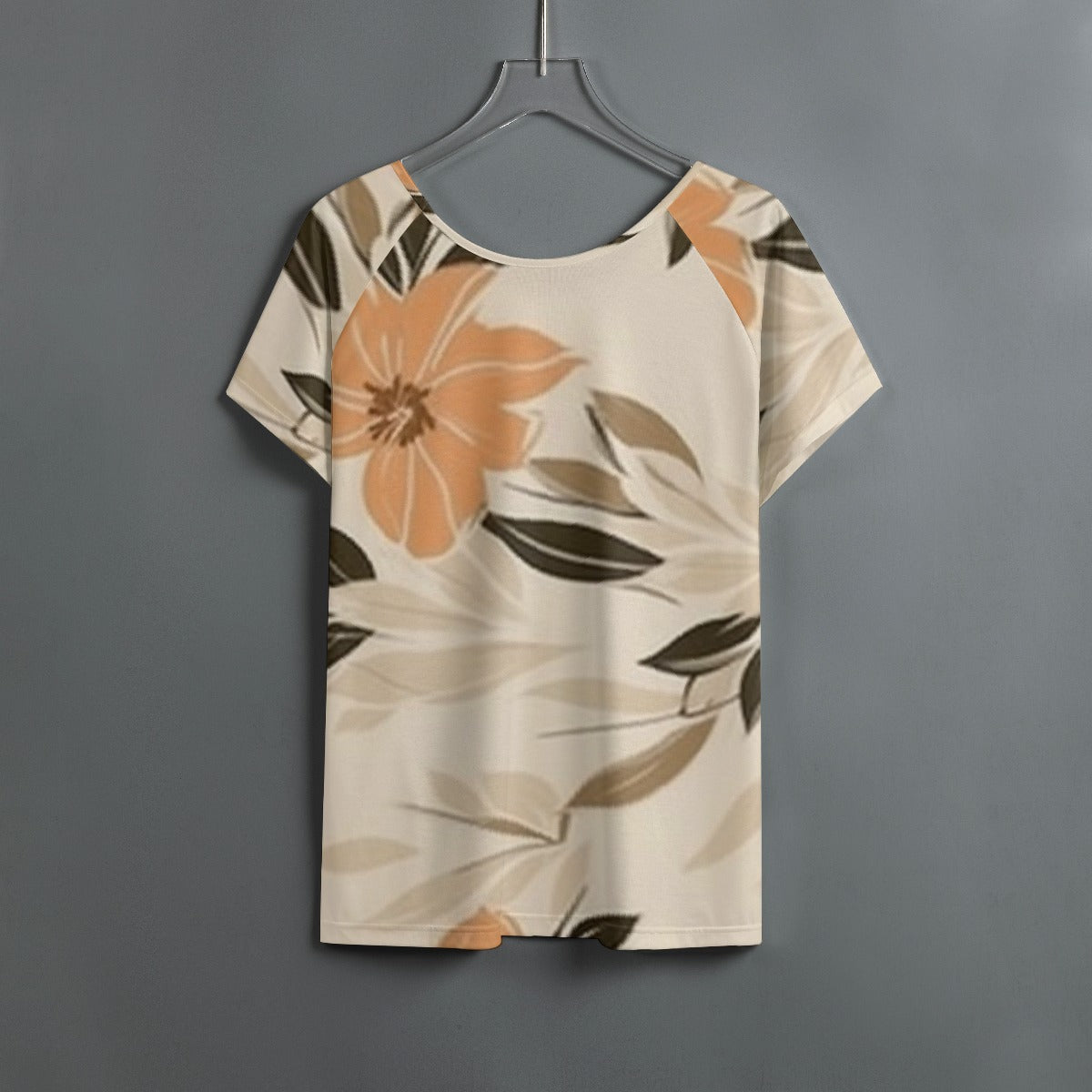 All-Over Print Women's Round Neck T-shirt With Raglan Sleeve
