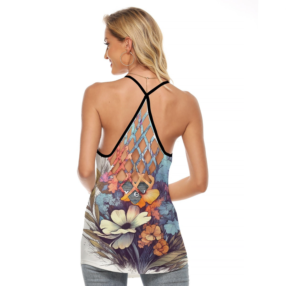 All-Over Print Women's Criss-Cross Open Back Tank Top