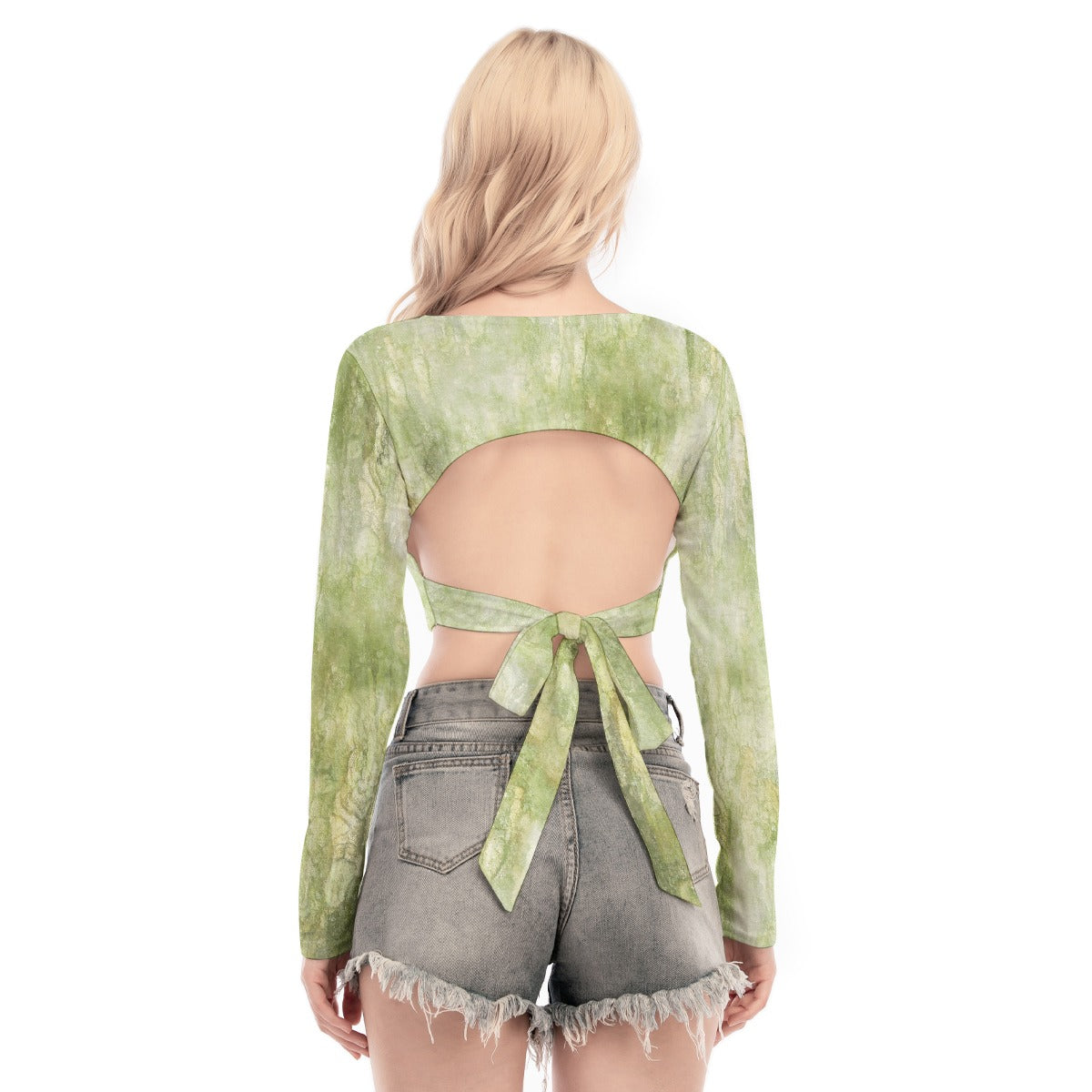 All-Over Print Women's Back Hollow T-shirt With Strap