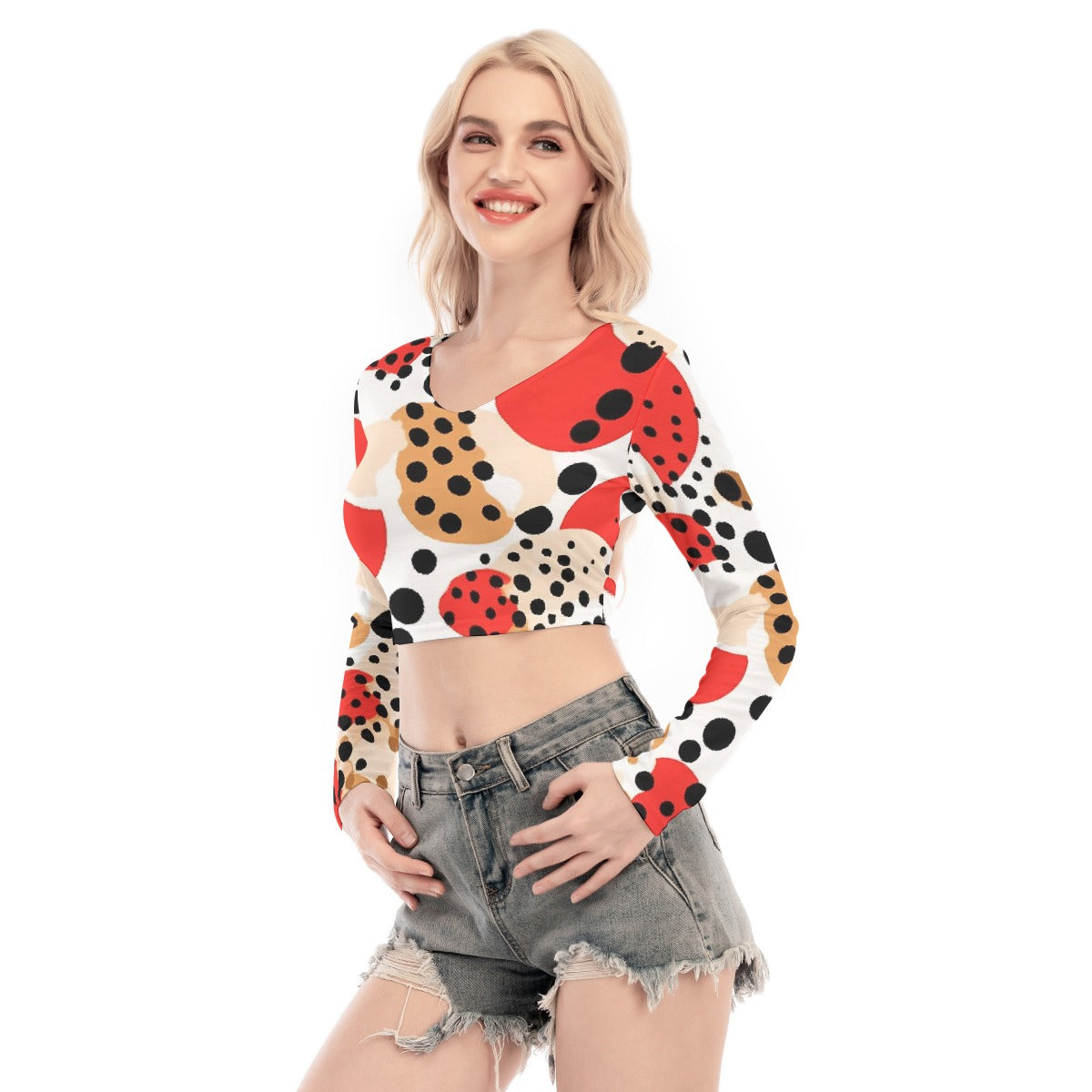 All-Over Print Women's Back Hollow T-shirt With Strap