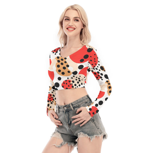 All-Over Print Women's Back Hollow T-shirt With Strap