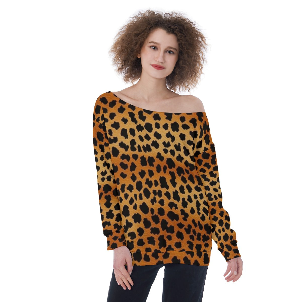 All-Over Print Oversized Women's Off-Shoulder Sweatshirt