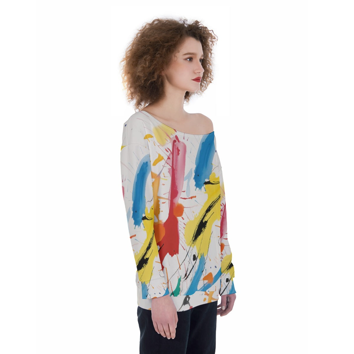 All-Over Print Oversized Women's Off-Shoulder Sweatshirt