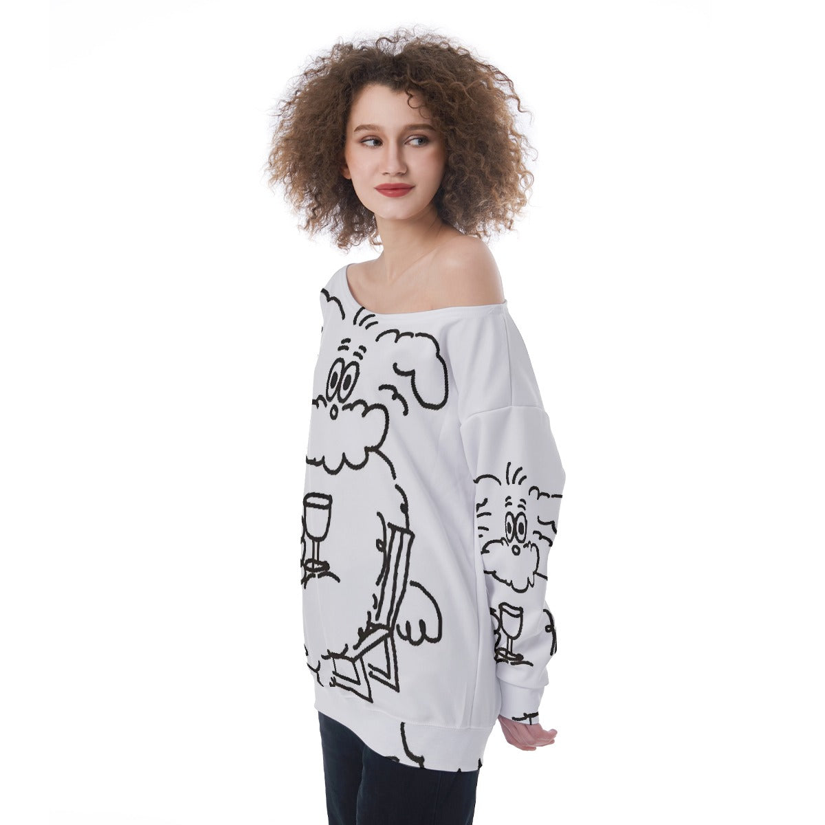 All-Over Print Oversized Women's Off-Shoulder Sweatshirt