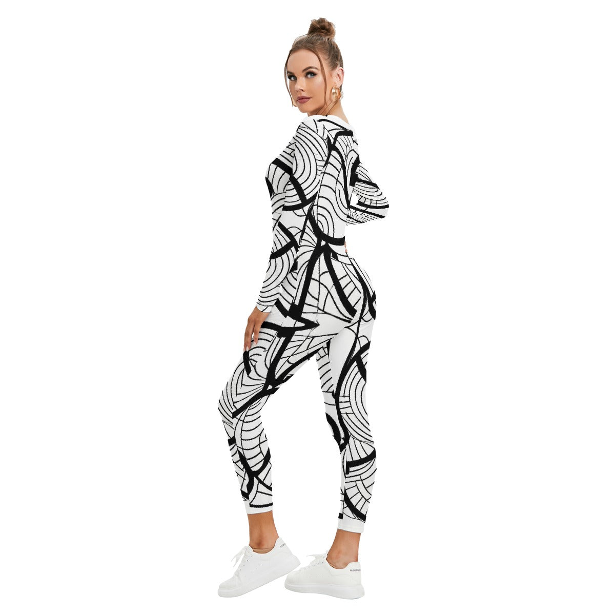 All-Over Print Women's Plunging Neck Jumpsuit