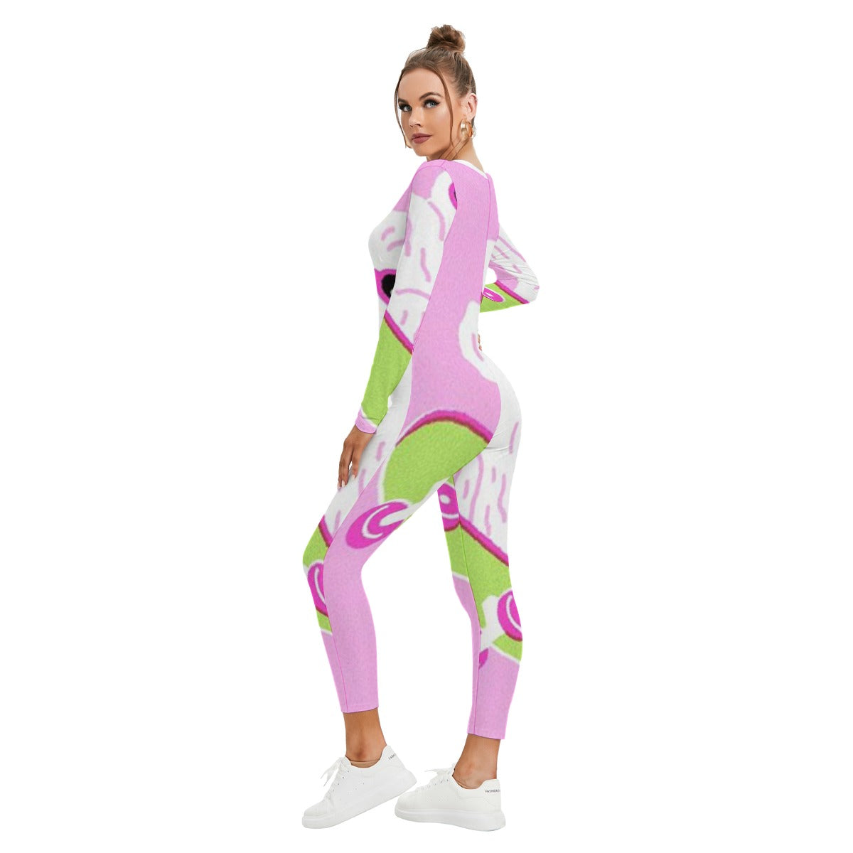 All-Over Print Women's Plunging Neck Jumpsuit