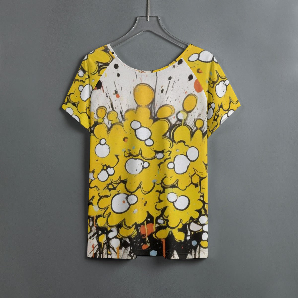 All-Over Print Women's Round Neck T-shirt With Raglan Sleeve