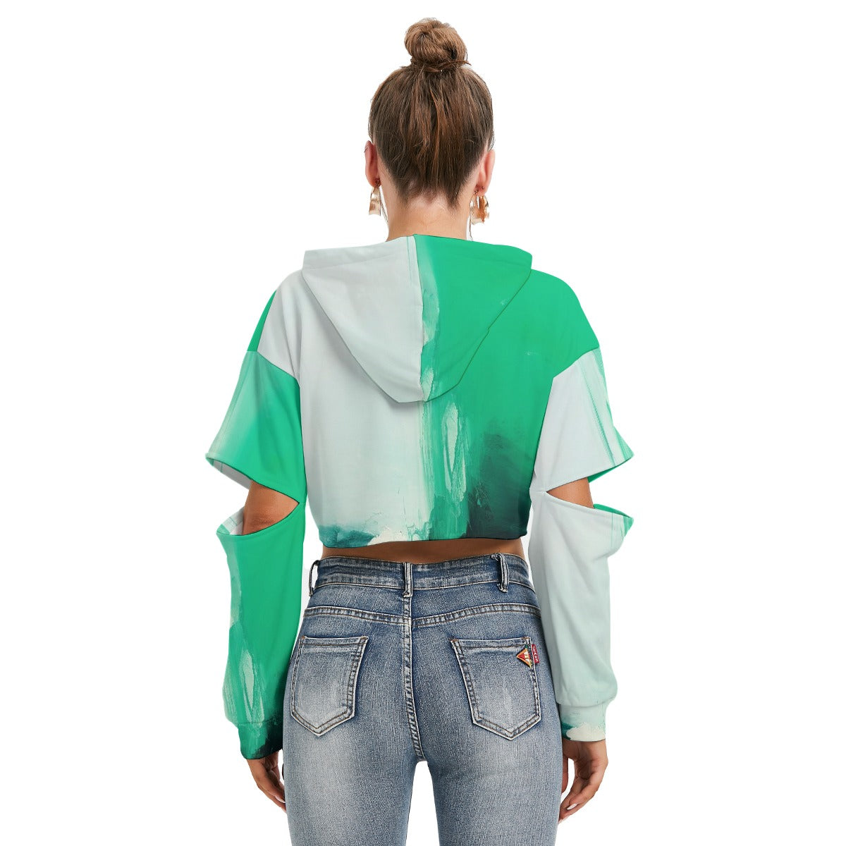 All-Over Print Women's Heavy Fleece Hoodie With Hollow Out Sleeve