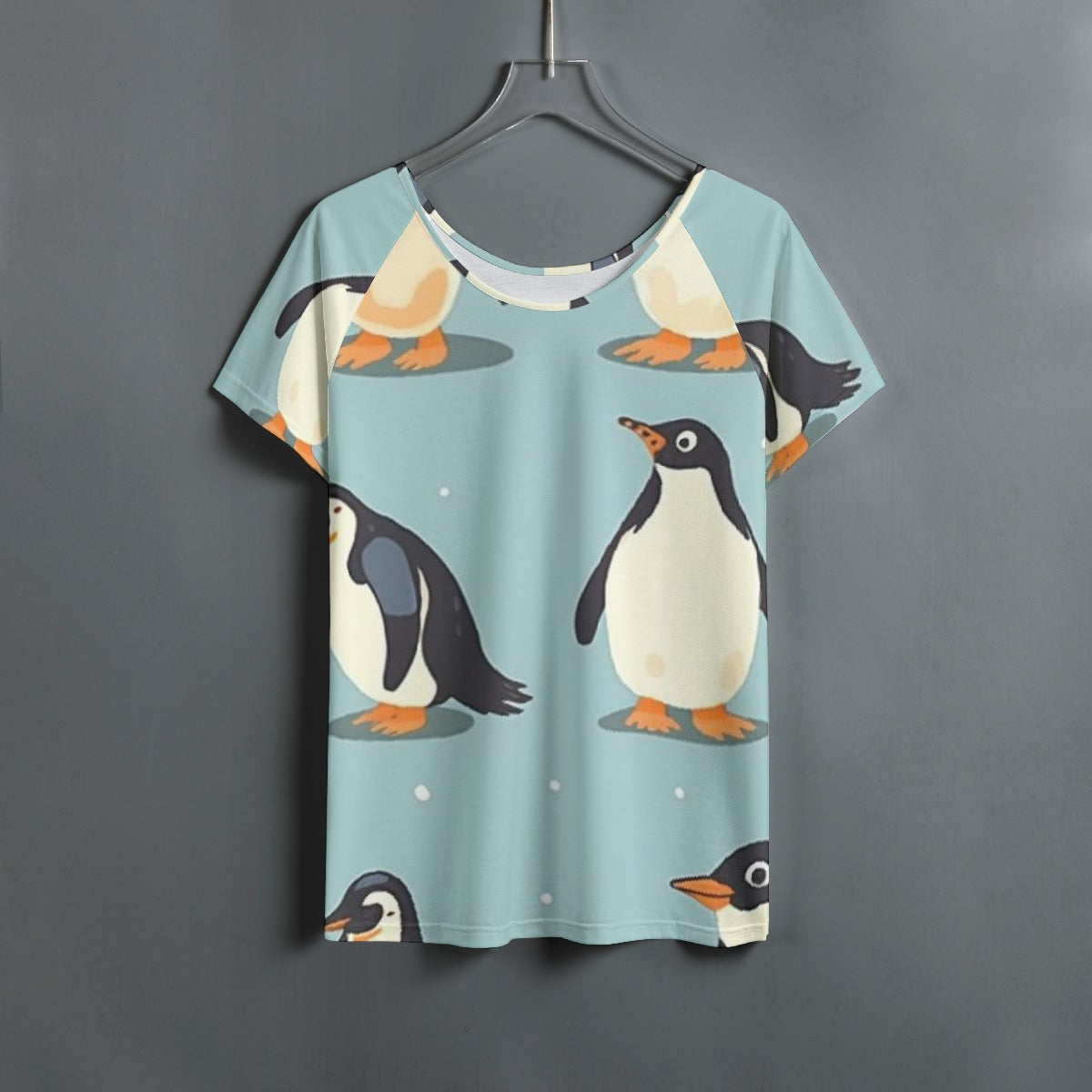 All-Over Print Women's Round Neck T-shirt With Raglan Sleeve