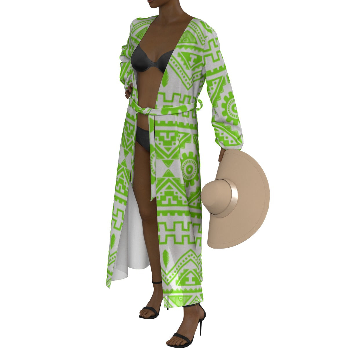 All-Over Print Women's Lace-up Chiffon Robe