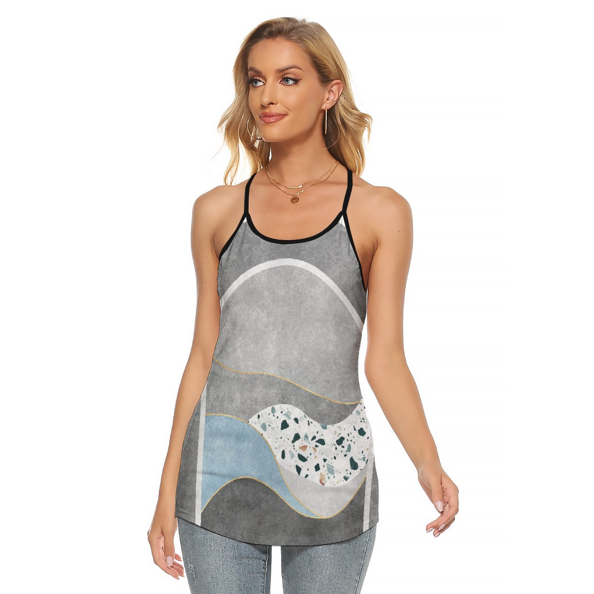 All-Over Print Women's Criss-Cross Open Back Tank Top