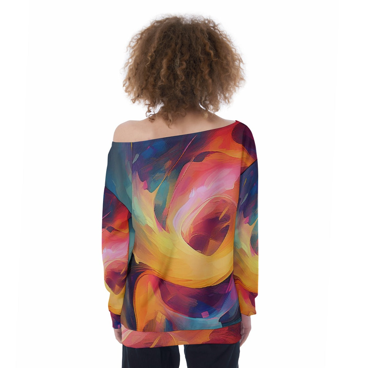 All-Over Print Oversized Women's Off-Shoulder Sweatshirt