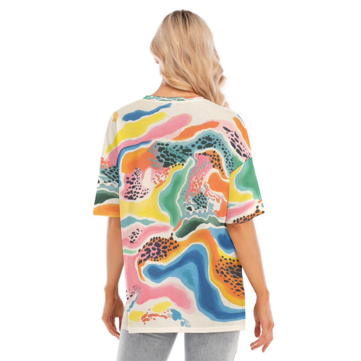 All-Over Print Women's Short Sleeves T-shirt With Hem Split