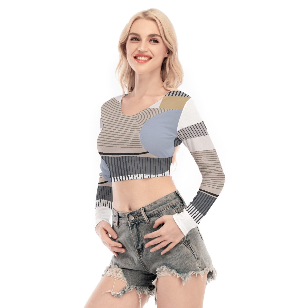 All-Over Print Women's Back Hollow T-shirt With Strap