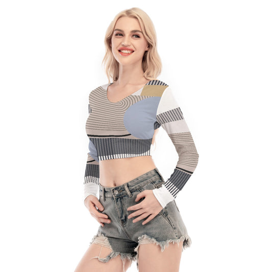 All-Over Print Women's Back Hollow T-shirt With Strap