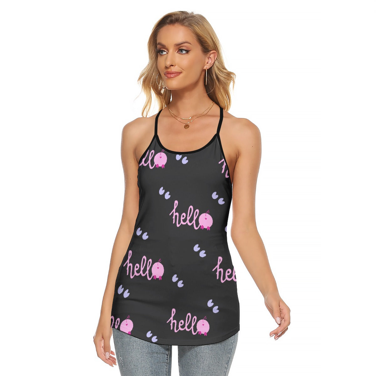 All-Over Print Women's Criss-Cross Open Back Tank Top