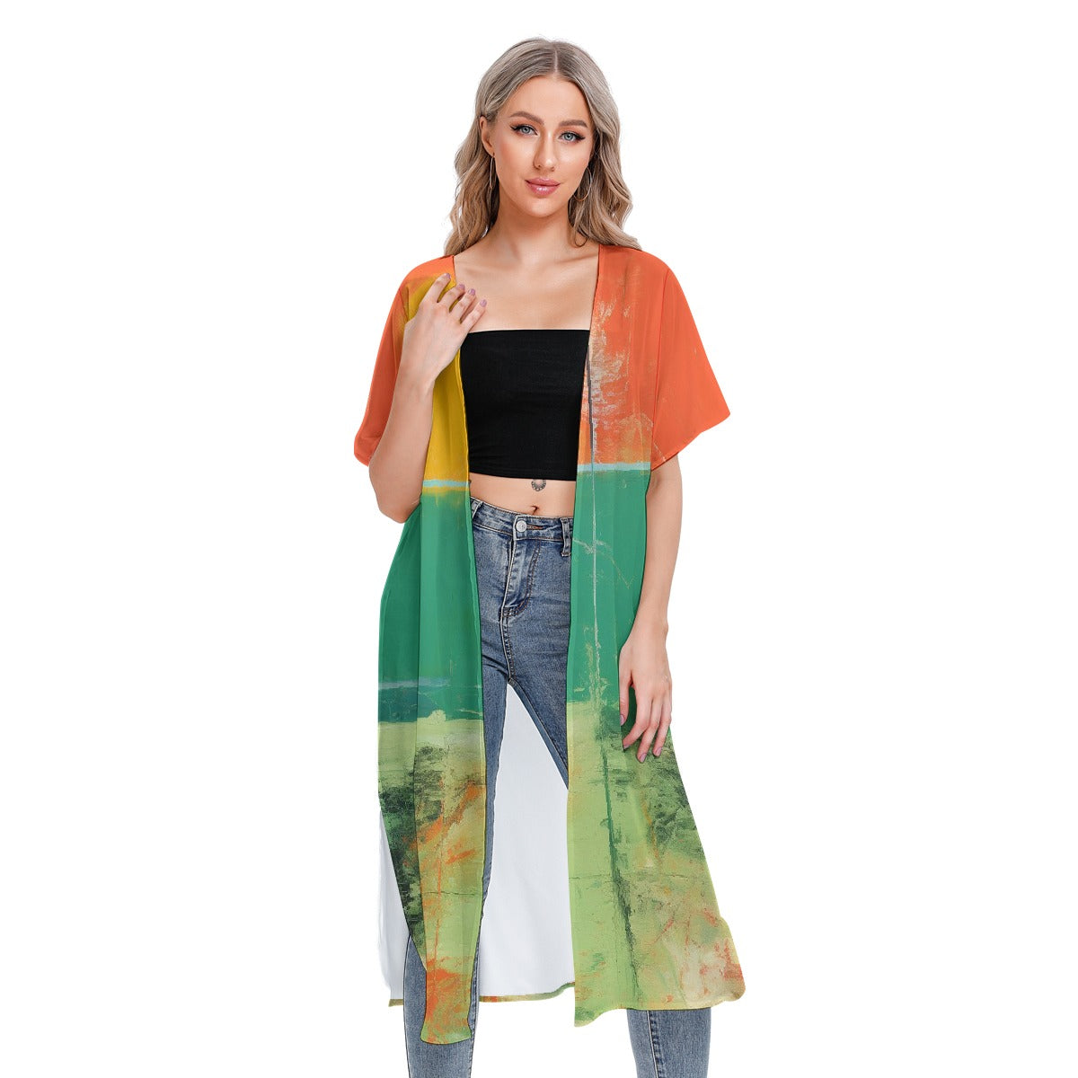 All-Over Print Women's Short Sleeve Cardigan