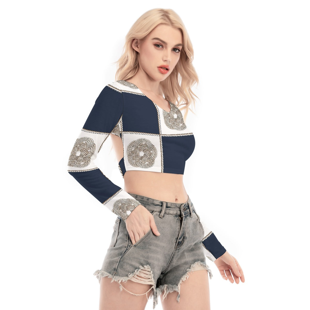 All-Over Print Women's Back Hollow T-shirt With Strap