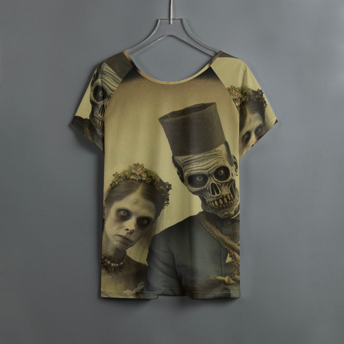 All-Over Print Women's Round Neck T-shirt With Raglan Sleeve