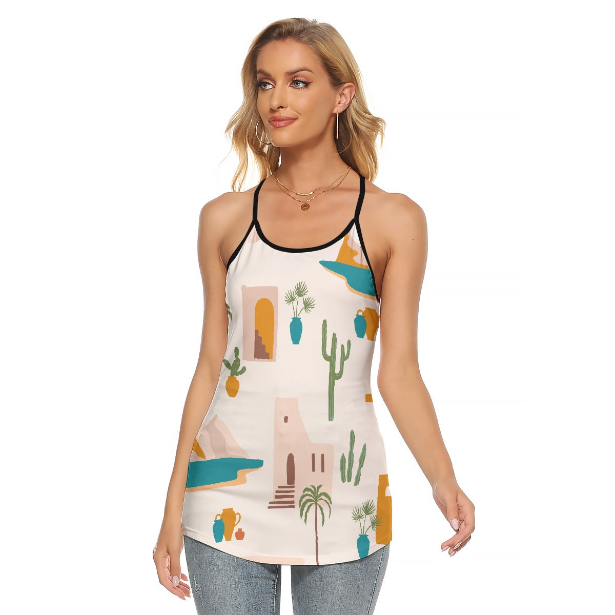 All-Over Print Women's Criss-Cross Open Back Tank Top
