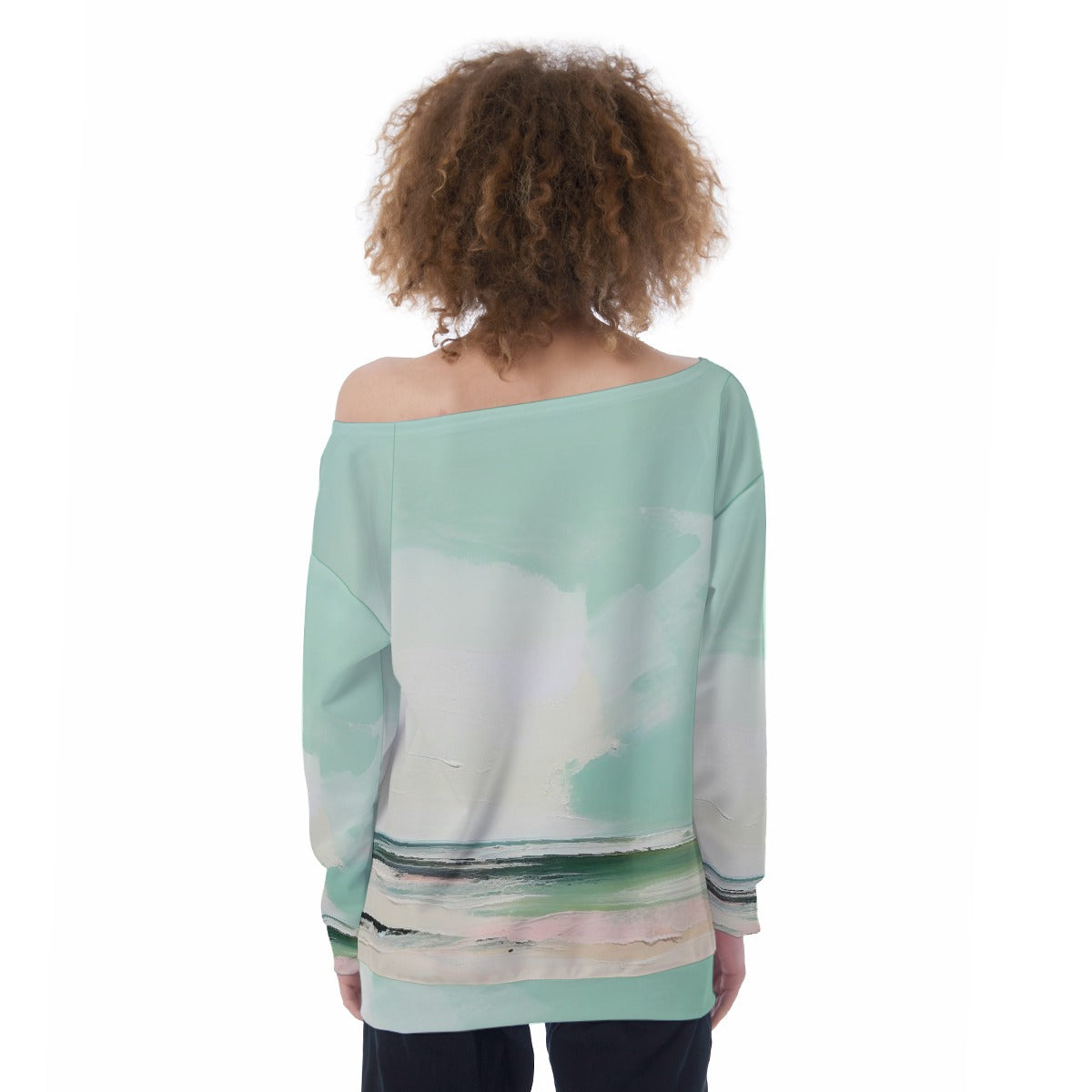 All-Over Print Oversized Women's Off-Shoulder Sweatshirt