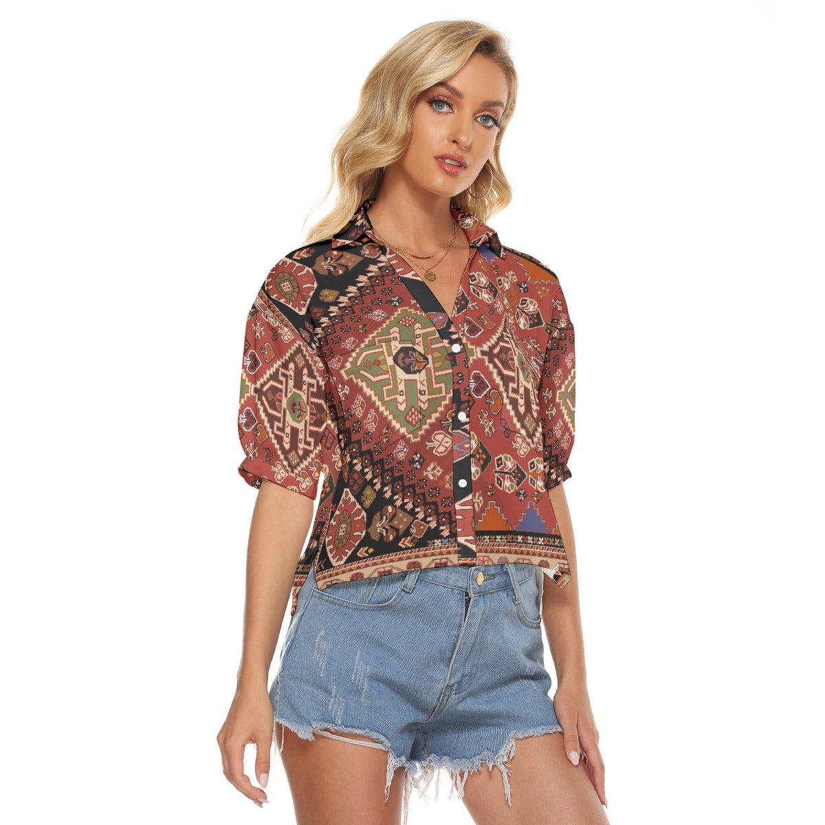 All-Over Print Women's V-neck Shirts