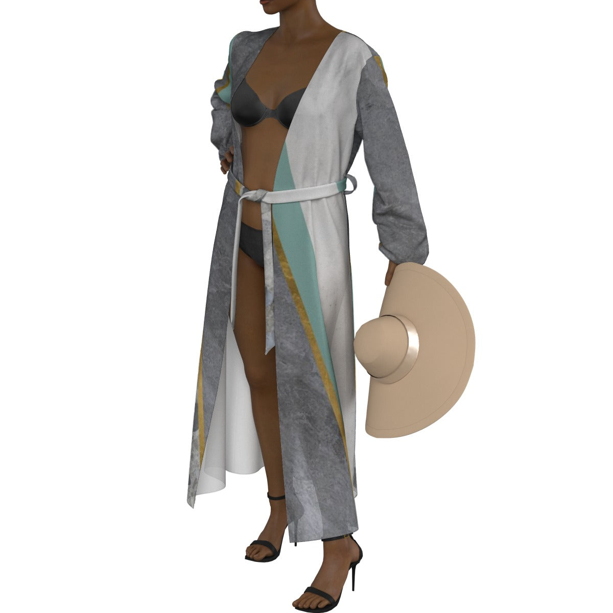 All-Over Print Women's Lace-up Chiffon Robe