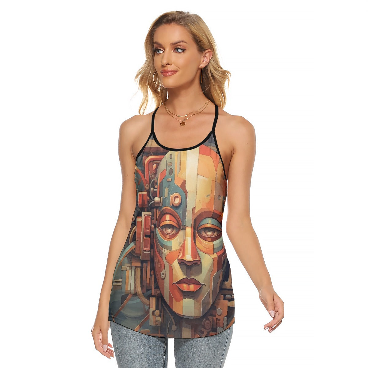 All-Over Print Women's Criss-Cross Open Back Tank Top
