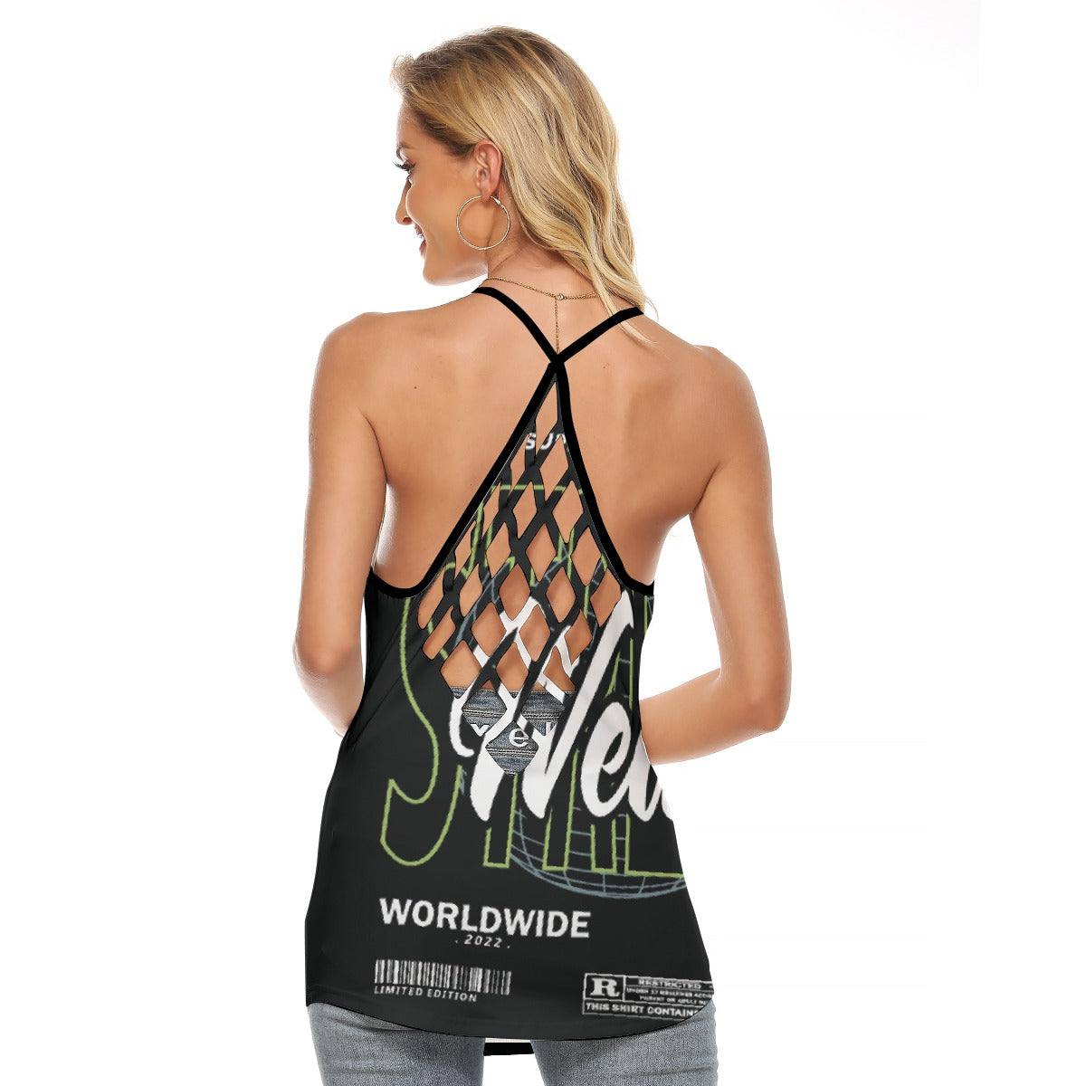 All-Over Print Women's Criss-Cross Open Back Tank Top