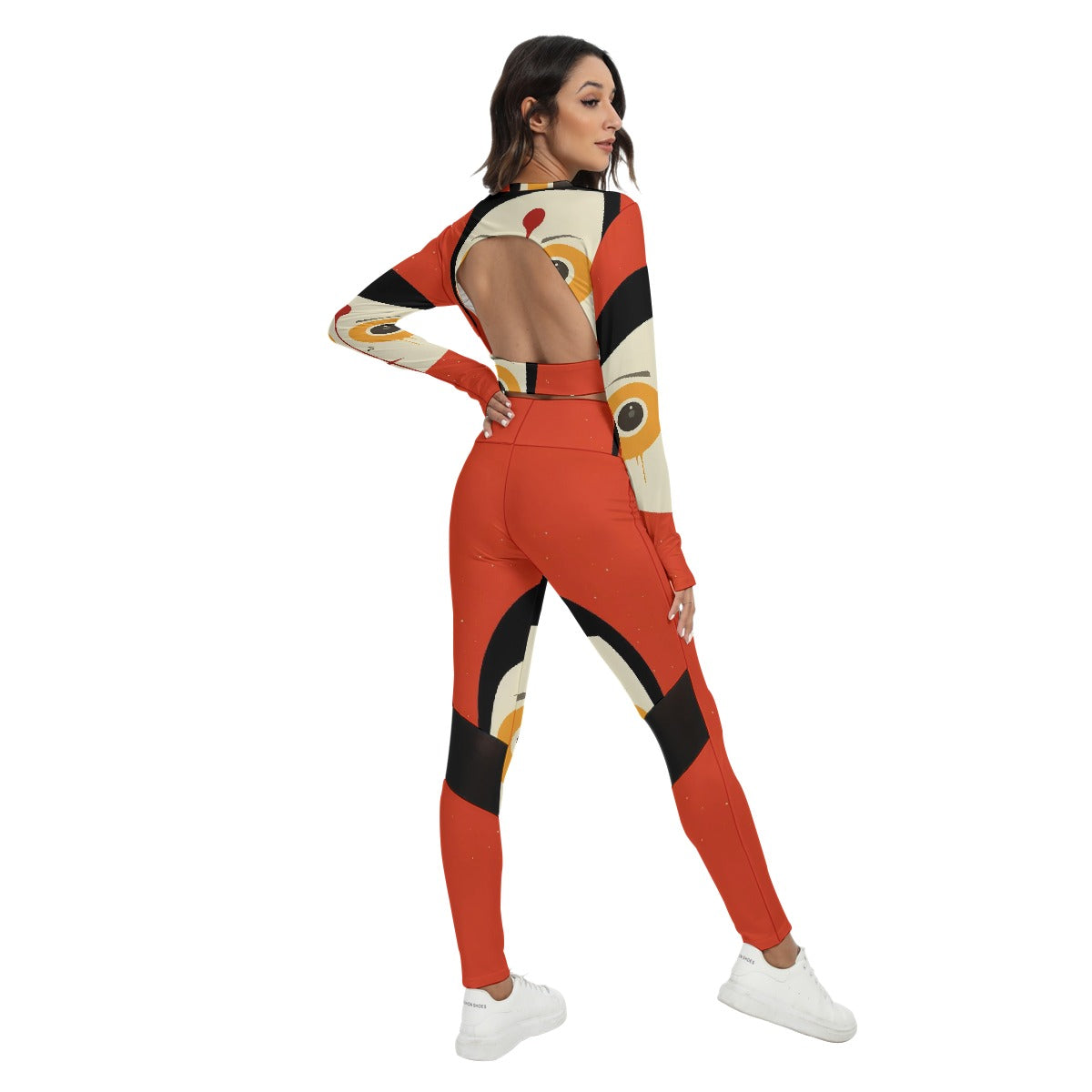 All-Over Print Women's Sport Set With Backless Top And Leggings
