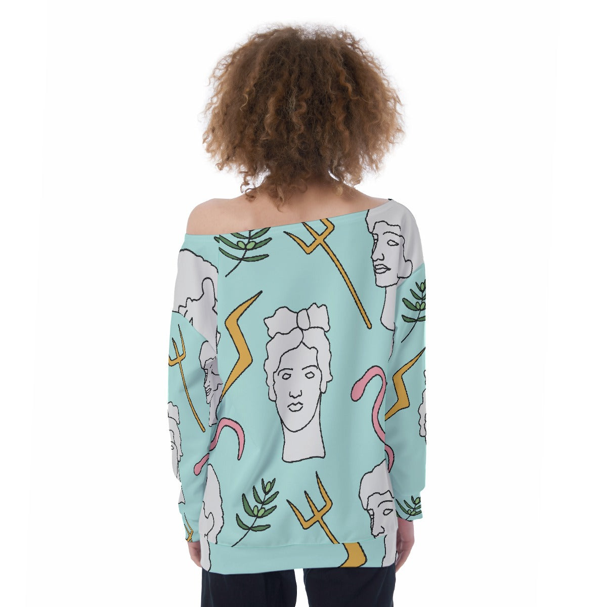 All-Over Print Oversized Women's Off-Shoulder Sweatshirt
