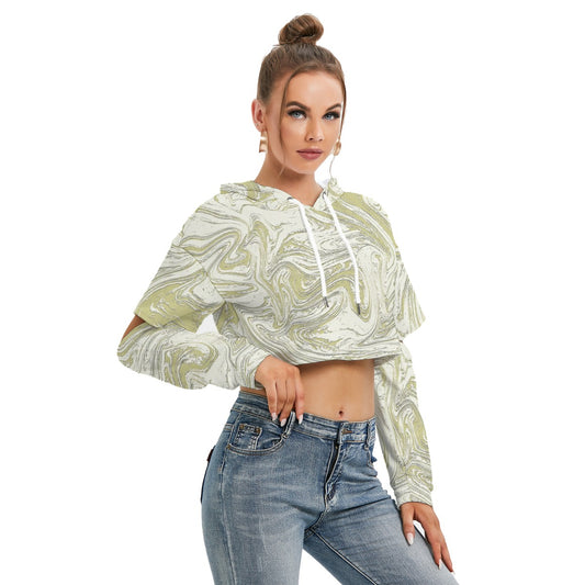All-Over Print Women's Heavy Fleece Hoodie With Hollow Out Sleeve