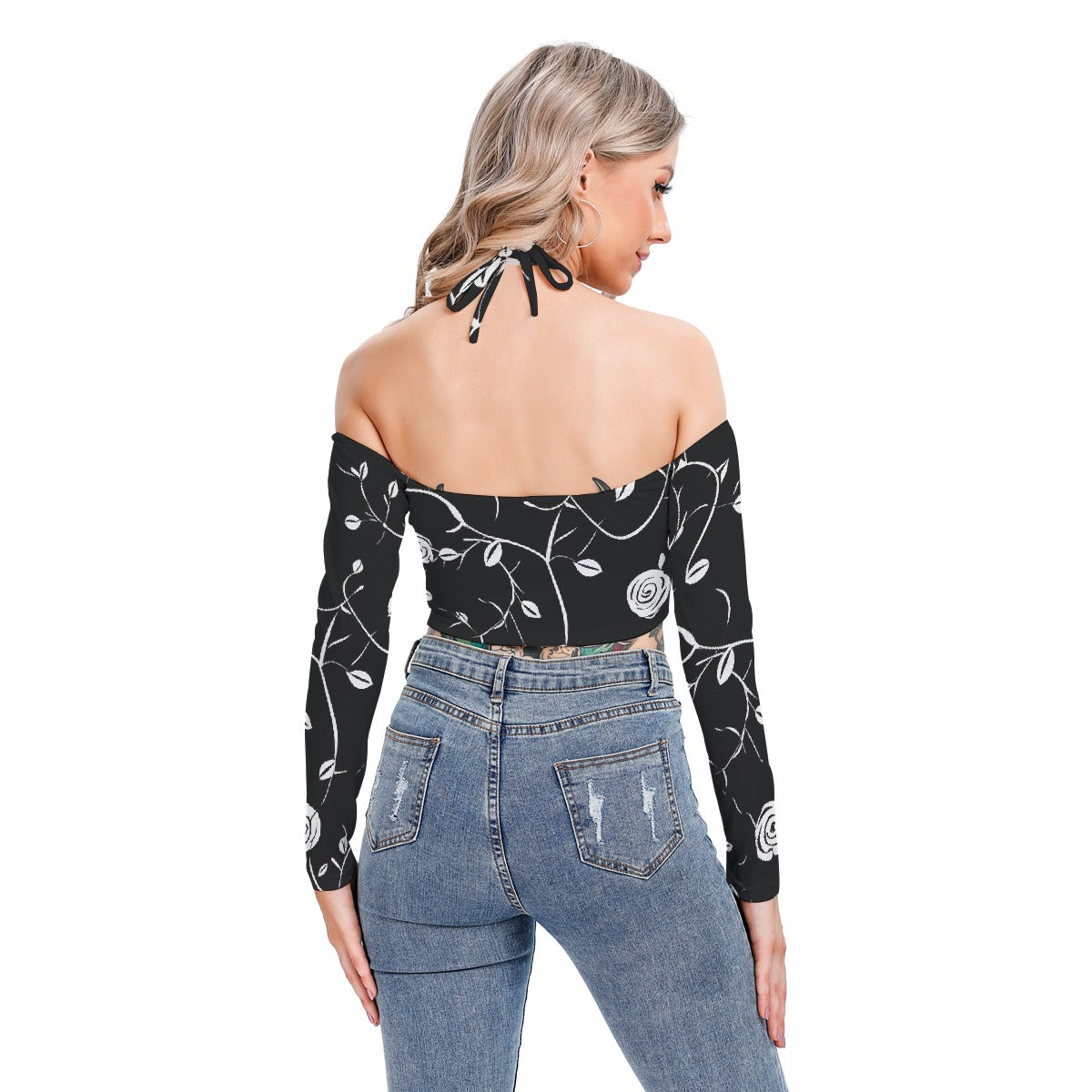 All-Over Print Women's Halter Lace-up Top